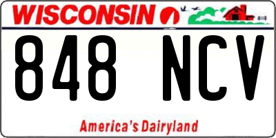 WI license plate 848NCV
