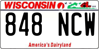 WI license plate 848NCW