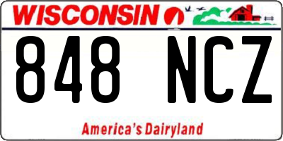 WI license plate 848NCZ