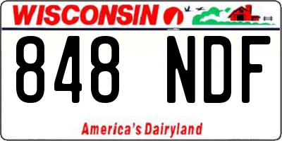 WI license plate 848NDF