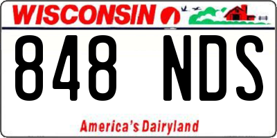 WI license plate 848NDS