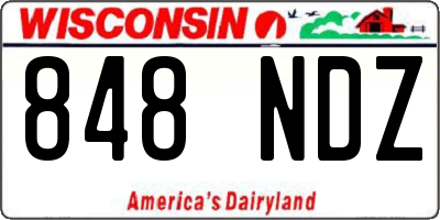 WI license plate 848NDZ