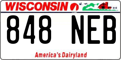 WI license plate 848NEB