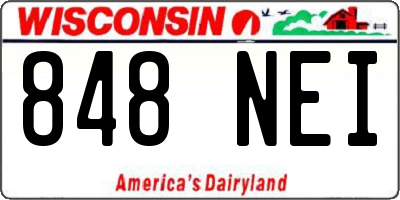 WI license plate 848NEI
