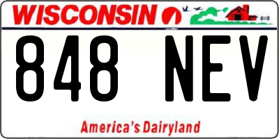 WI license plate 848NEV