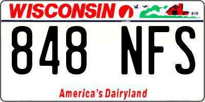 WI license plate 848NFS