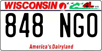 WI license plate 848NGO