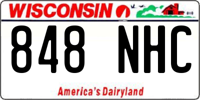 WI license plate 848NHC