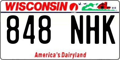 WI license plate 848NHK