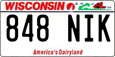WI license plate 848NIK