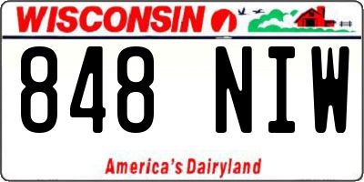 WI license plate 848NIW