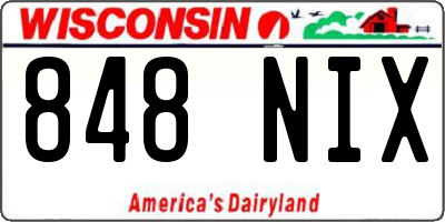 WI license plate 848NIX