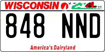 WI license plate 848NND