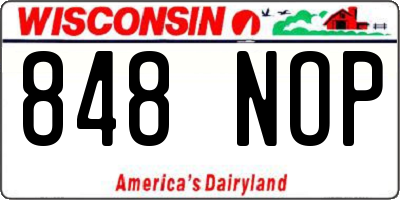 WI license plate 848NOP