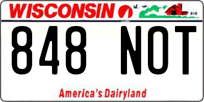 WI license plate 848NOT