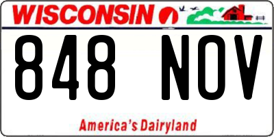 WI license plate 848NOV