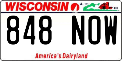 WI license plate 848NOW