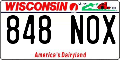 WI license plate 848NOX