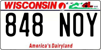 WI license plate 848NOY