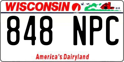 WI license plate 848NPC