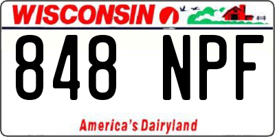 WI license plate 848NPF