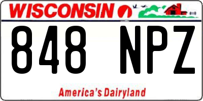 WI license plate 848NPZ