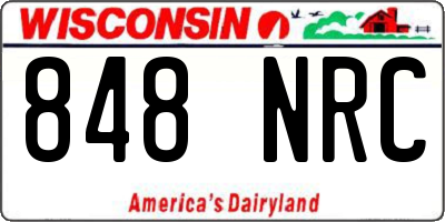 WI license plate 848NRC