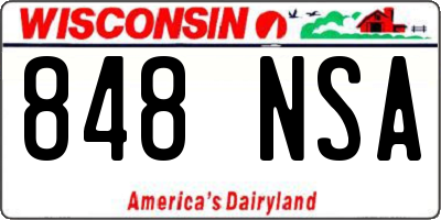 WI license plate 848NSA