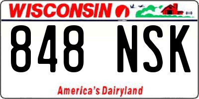 WI license plate 848NSK