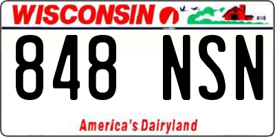 WI license plate 848NSN