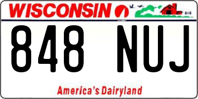 WI license plate 848NUJ