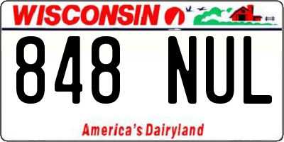 WI license plate 848NUL