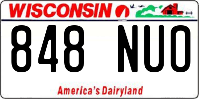 WI license plate 848NUO