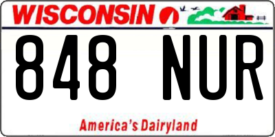 WI license plate 848NUR