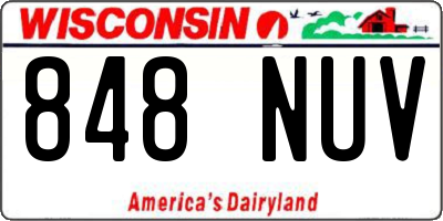 WI license plate 848NUV