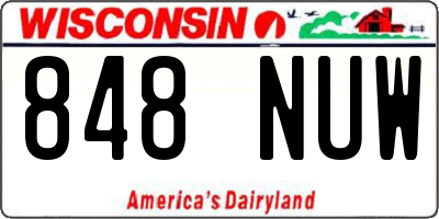 WI license plate 848NUW