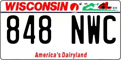 WI license plate 848NWC