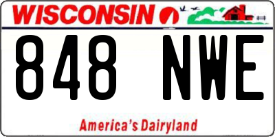 WI license plate 848NWE