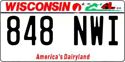 WI license plate 848NWI