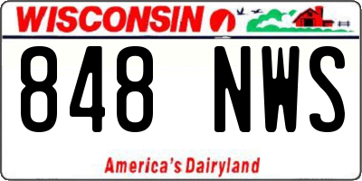 WI license plate 848NWS