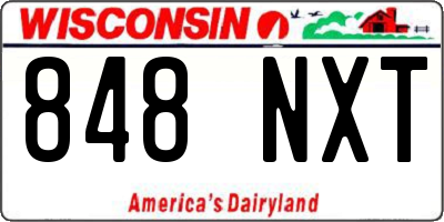 WI license plate 848NXT