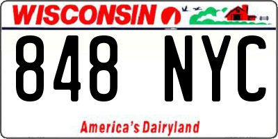 WI license plate 848NYC