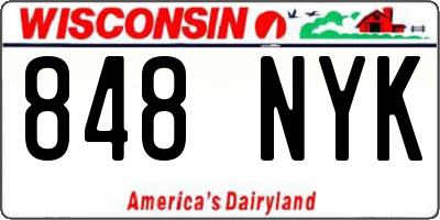 WI license plate 848NYK