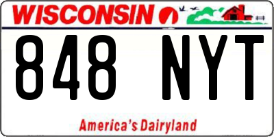 WI license plate 848NYT
