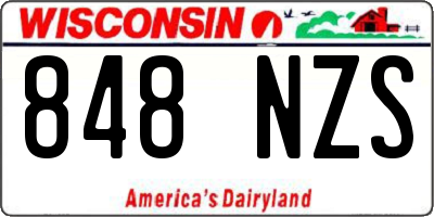 WI license plate 848NZS