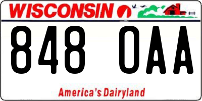 WI license plate 848OAA