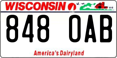 WI license plate 848OAB