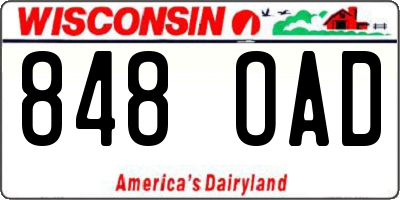 WI license plate 848OAD