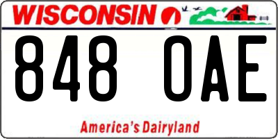 WI license plate 848OAE