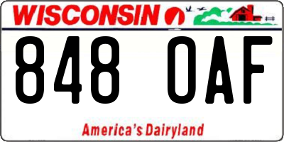 WI license plate 848OAF